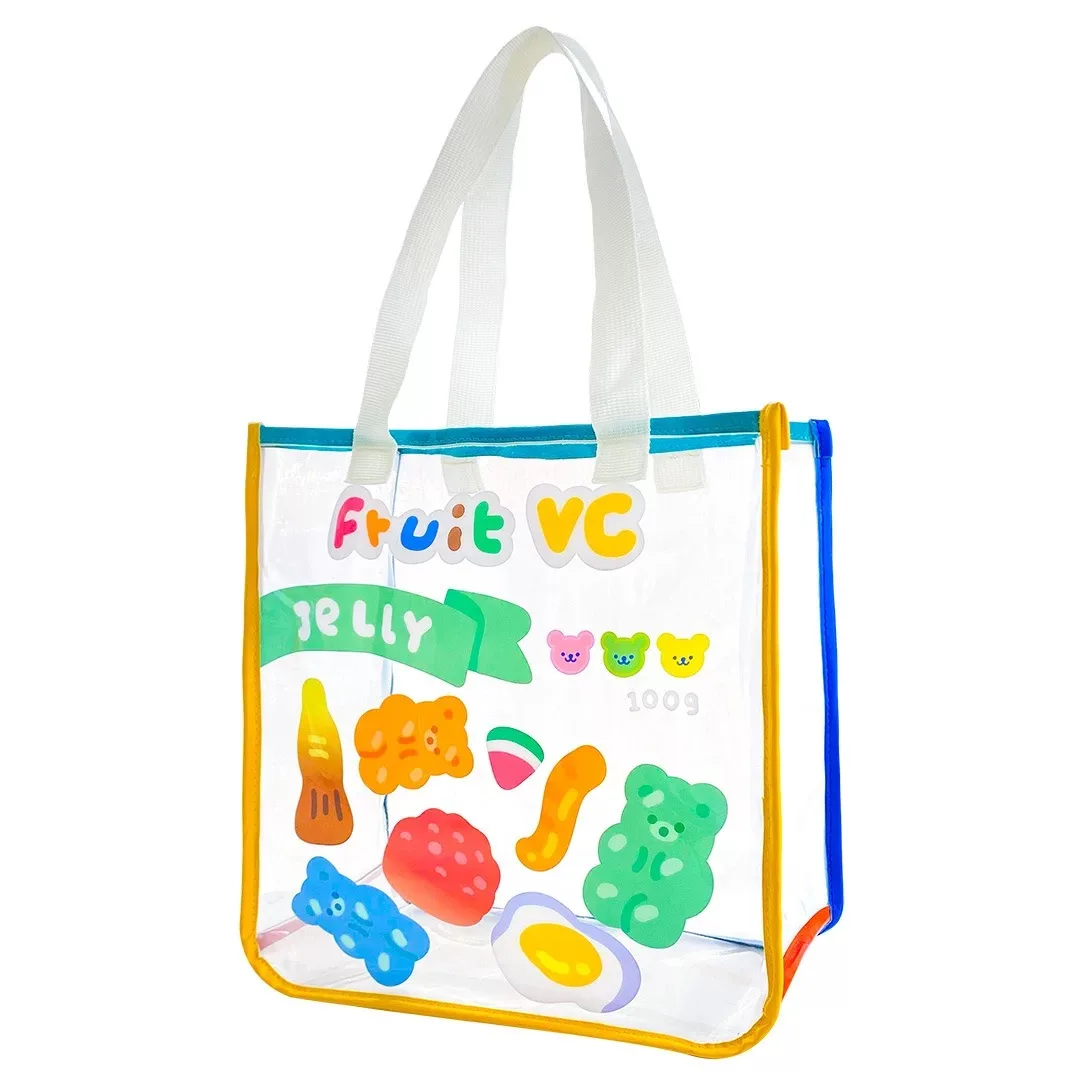 Bentoy Milkjoy Bear Handbag Transperant Laptop Case Holder Fashion Jelly Large Capacity Daily Girl Shoulder Beach Tote Bag |