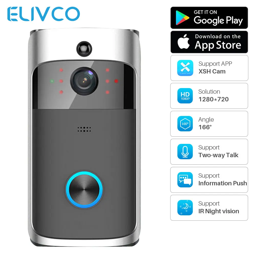 Умный видео дверной звонок WiFi двухсторонний аудио беспроводной ip-камера для