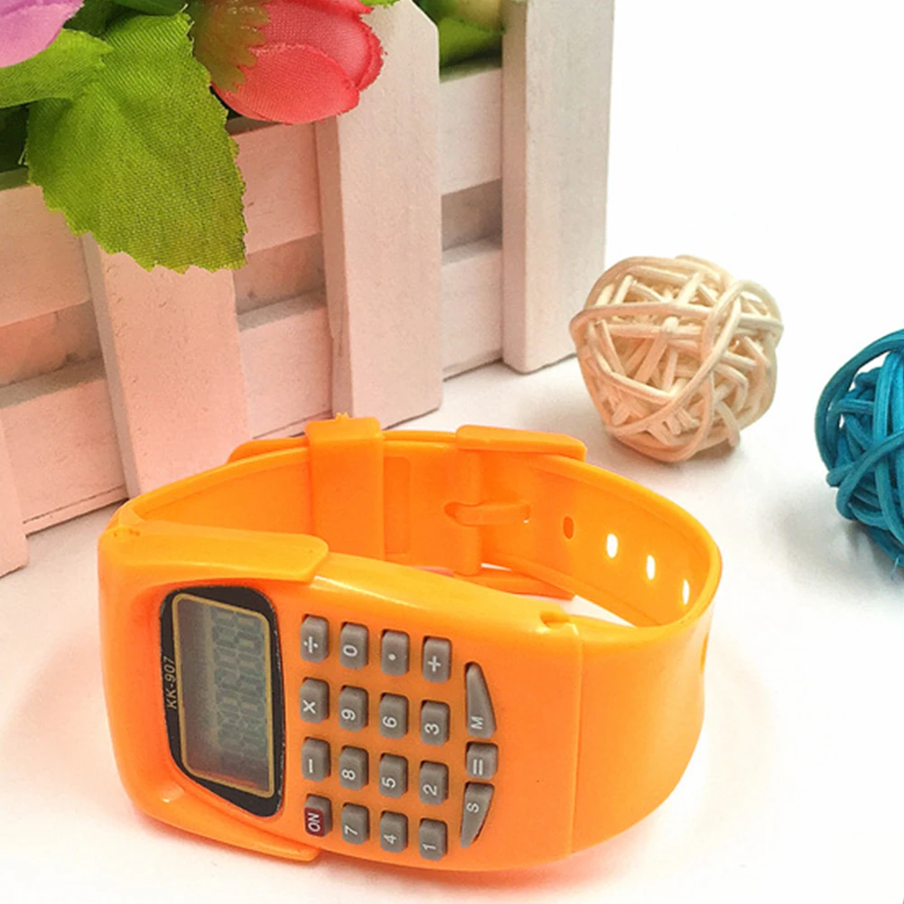 orange Калькулятор наручные часы для студентов Цифровой дисплей Многофункциональный ориентированный на Экзамены дети Дата Портативный модный подарок мини практичный - Цвет: orange