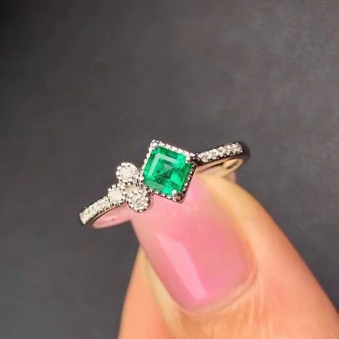 

SHILOVEM 925 sterling silver real Natural Emerald rings classic fine Jewelry new wedding wholesale gift 3mm jcj03030152agml