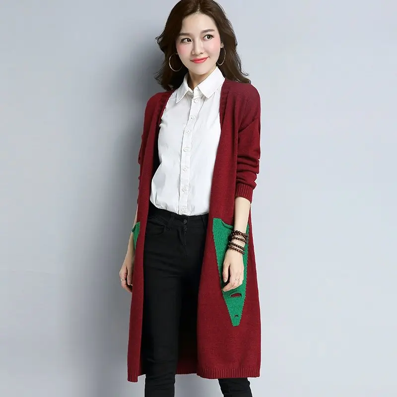 

2020 Autumn spring fashion long cardigan for women knitted sweater open front fall outfits 0.6