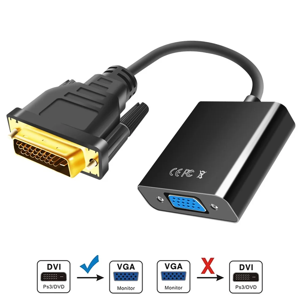 DVI D в VGA конвертер HD 1080P DVI Мужской 24+ 1 Pin в VGA Женский видео кабели для HDTV PS3 PS4 PC дисплей DVI в VGA адаптер