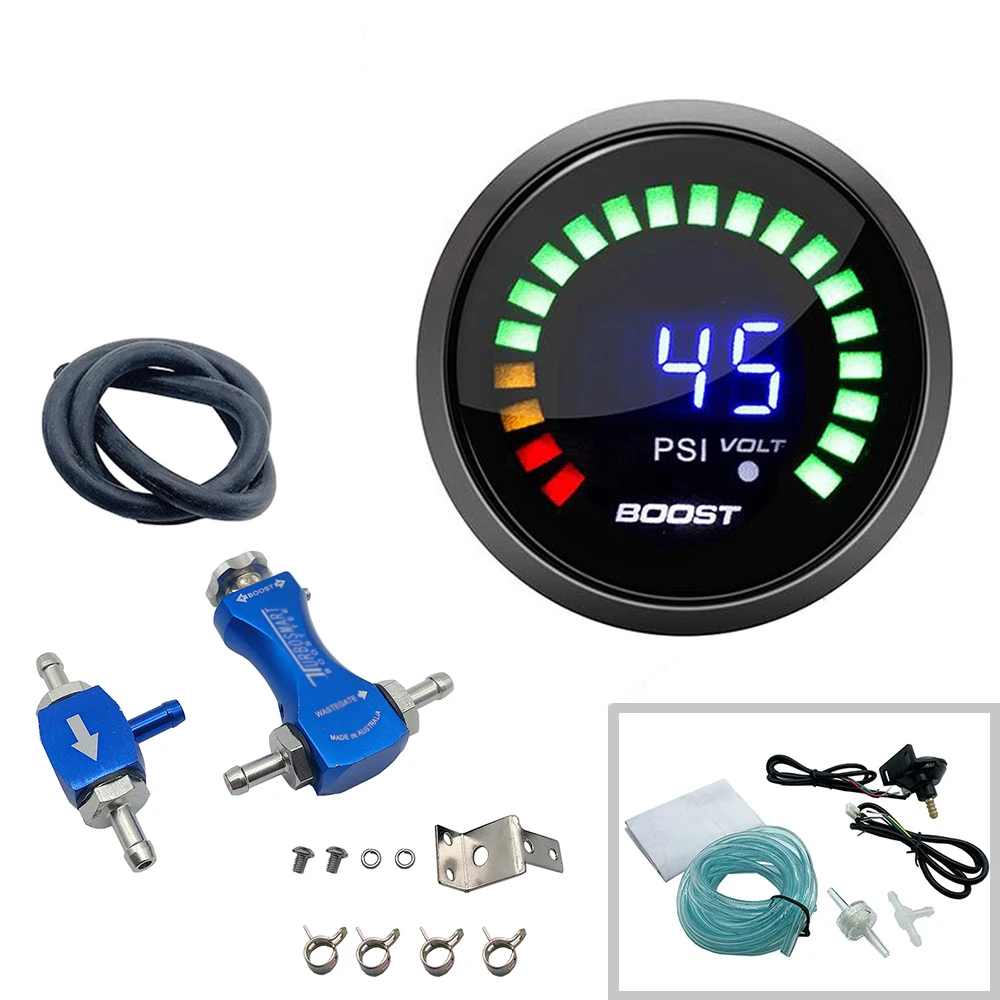 

Красный/синий/черный цифровой электронный Boost Gayge W/0-30PSI ручной контроллер для повышения давления Kit 2 ”52 мм