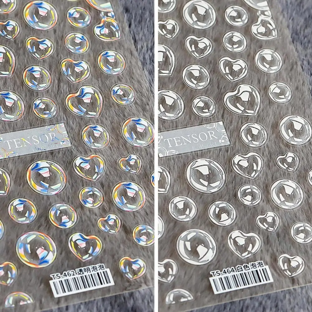 5D Embossed Nail Stickers Pro Frosted Thin Transparent Adhesive Sticker Thin Bubble Transparent I3I0