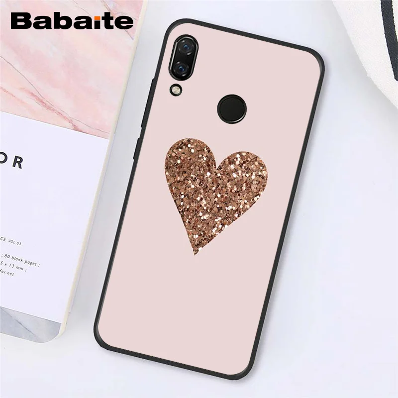 Babaite Золотой Розовый Блестящий розовый Love Herat чехол для телефона для Xiaomi Redmi8 4X 6A S2 Go Redmi 5 5Plus Note4 5 7 Note8Pro