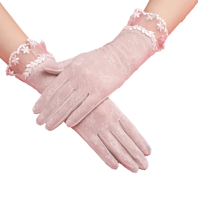 

Sunscreen gloves female summer anti-ultraviolet driving non-slip touch screen thin long lace gloves