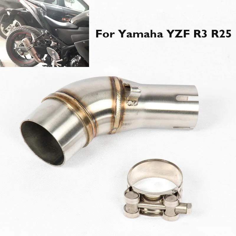 

Motorcycle Exhaust Connecting Tube Middle Mid Link Pipe Slip on YZF-R3 R25 Exhaust Pipe for Yamaha YZF R3 R25
