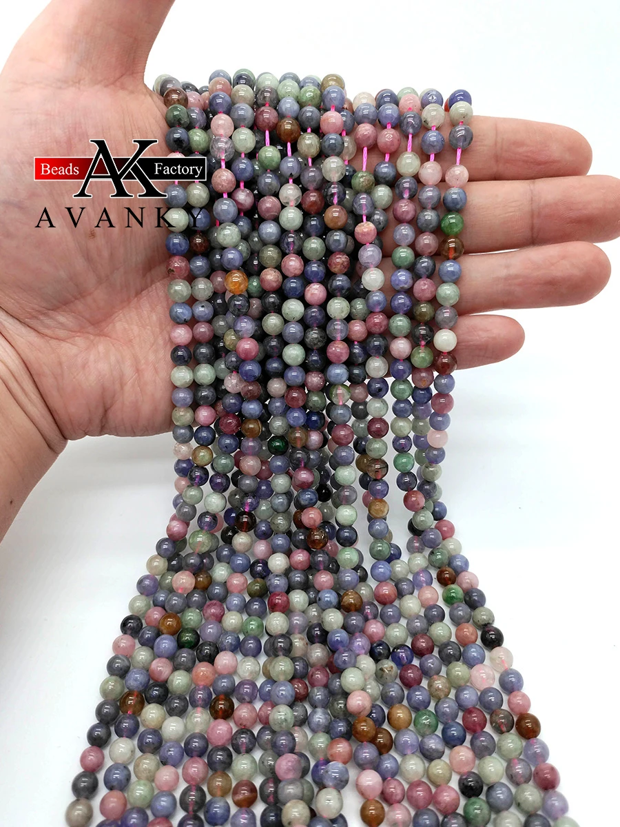 

Natural Tanzanite Tourmaline Loose Beads Bracelet Semi-finished Material Bracelet Necklace Color Tourmaline Jewelry Accessories