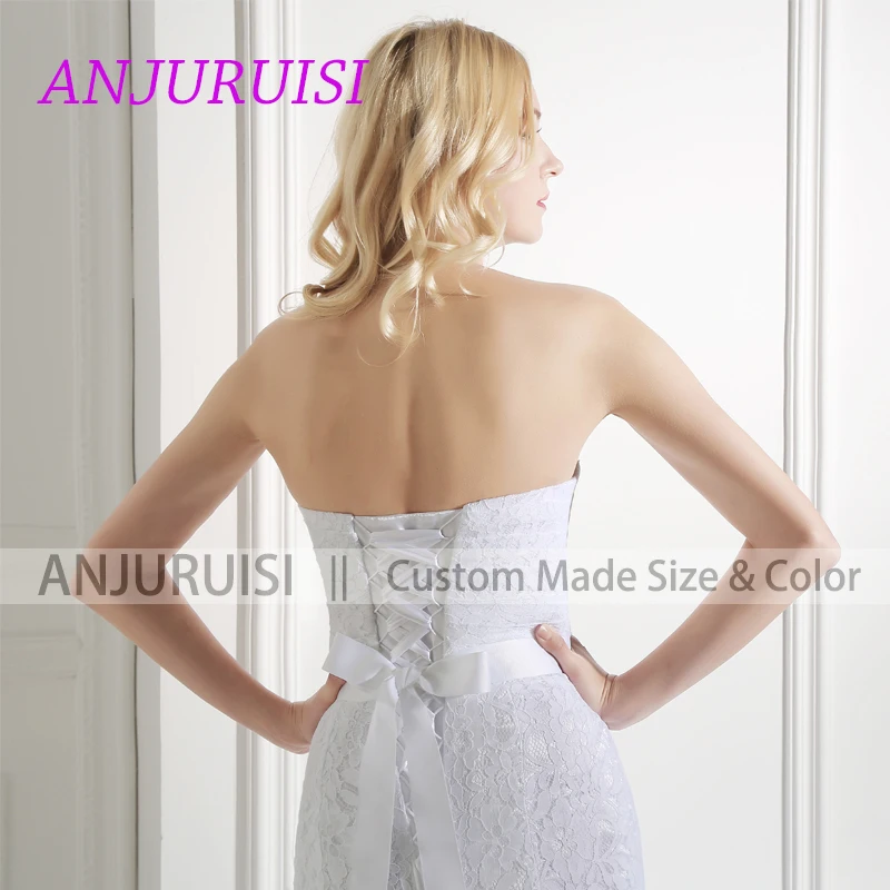 ANJURUISI-vestidos de novia elegantes de encaje blanco, vestidos de novia de sirena 2019, bohemios Vintage, vestidos de boda baratos, Sereia con chaqueta