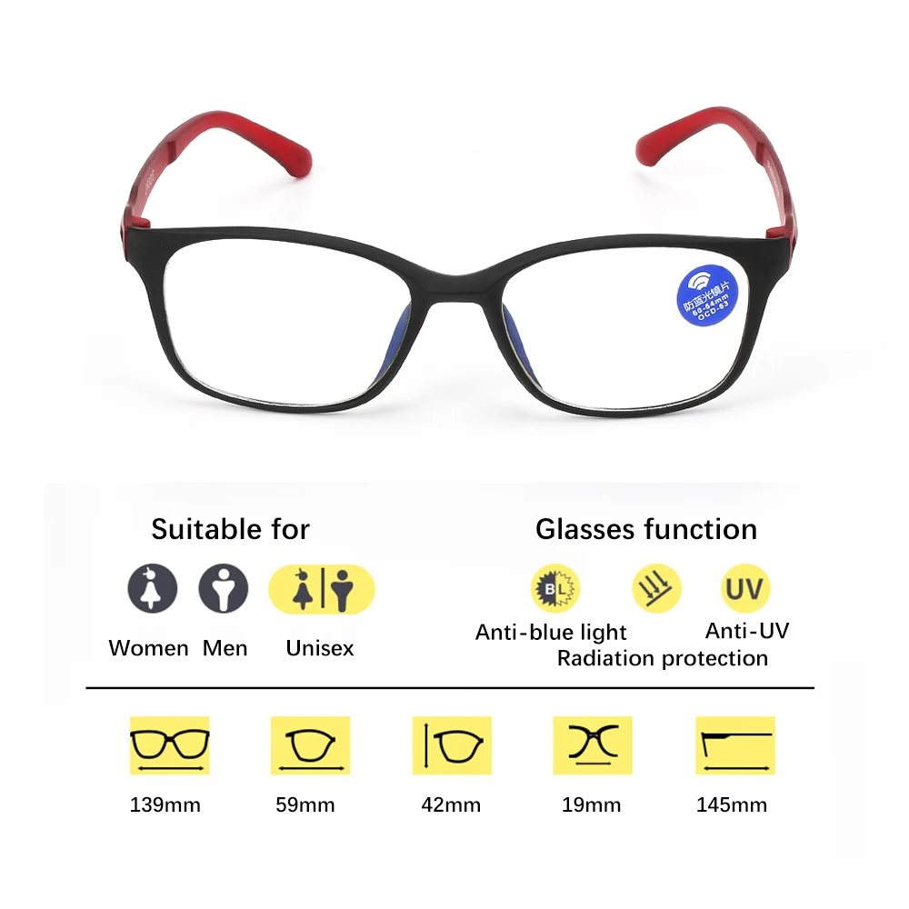 Гибкие сверхлегкие очки унисекс с защитой от синего света компьютерные