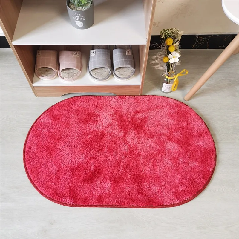 Tie-dyed red Современный окрашенный ковер для ванной овальной формы, коврик для ванной, утолщенный Противоскользящий коврик для ванной комнаты, полиэстеровый пушистый дверной коврик для ванной комнаты - Цвет: Tie-dyed red