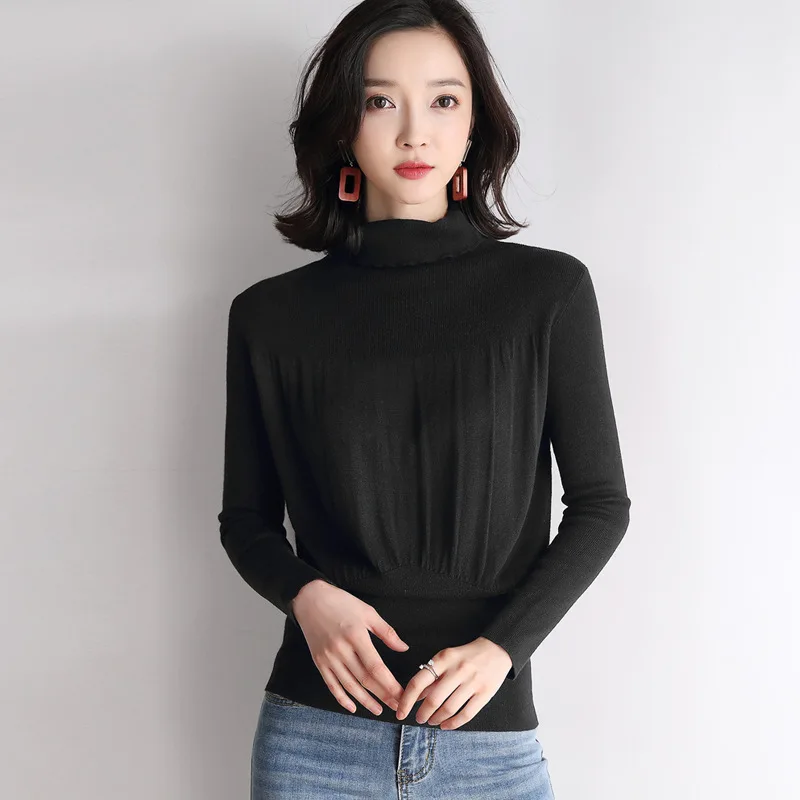 

2020 Autumn And Winter New Fashion Small Turtleneck Sweater Women T Shirt Long Sleeve Loose And Versatile Inner Base Shirt C508