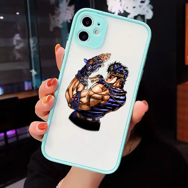 

JoJo's Bizarre Adventure JoJo Anime Phone Case For iPhone 12 11 Mini Pro XR XS Max 7 8 Plus X Matte transparent blue Back Cover