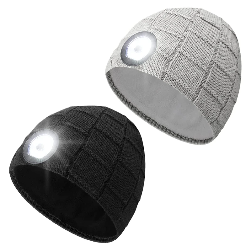 

2 шт., вязаная шапка унисекс, с светодиодный кой от USB