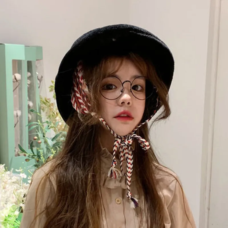 Hats, women, autumn, winter, lovely, wild, plush, hat, ear hat, thickened, warm, long fry hat, fisherman's hat.