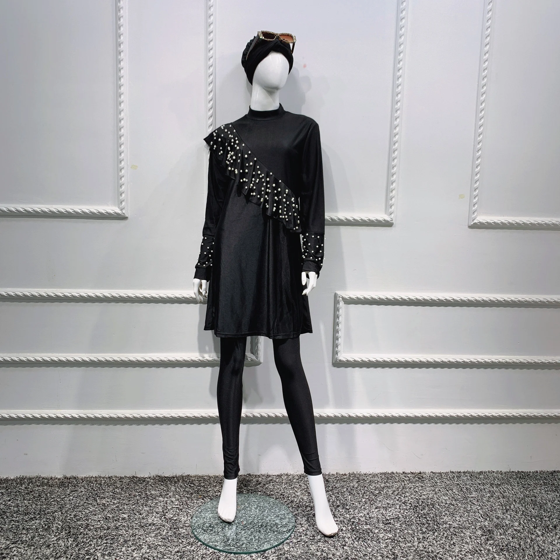 

Muslim Women Fashion Black Claw Disrupted Hijab Badpak 3 Stuck Islamic Burkinis Female Badsuit 3 Stuck Sets
