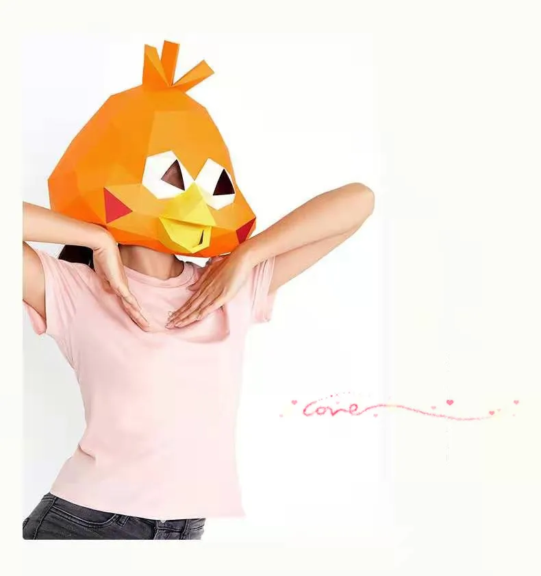

3D Paper Mask Parrot Crispy Chicken Fashion Animal and Game Role-Playing Costume DIY Handmade Paper Model Mask Christmas Hallowe