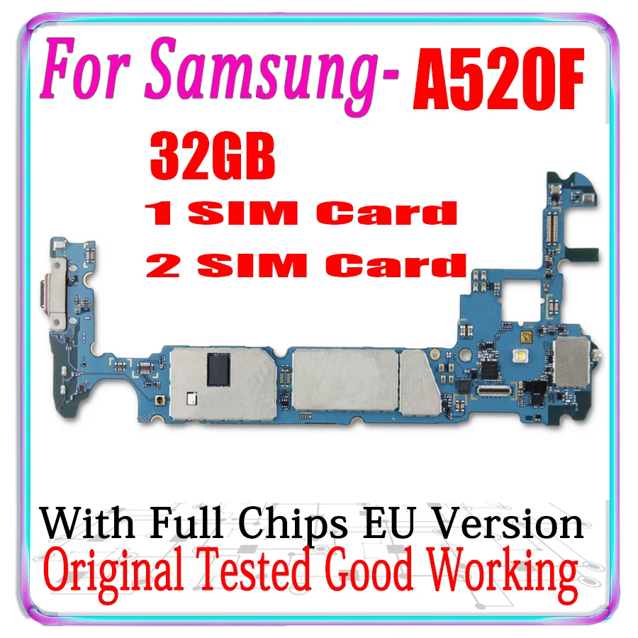100% Оригинальный MB для Samsung Galaxy A520F одного Dual SIM разблокированная материнская плата