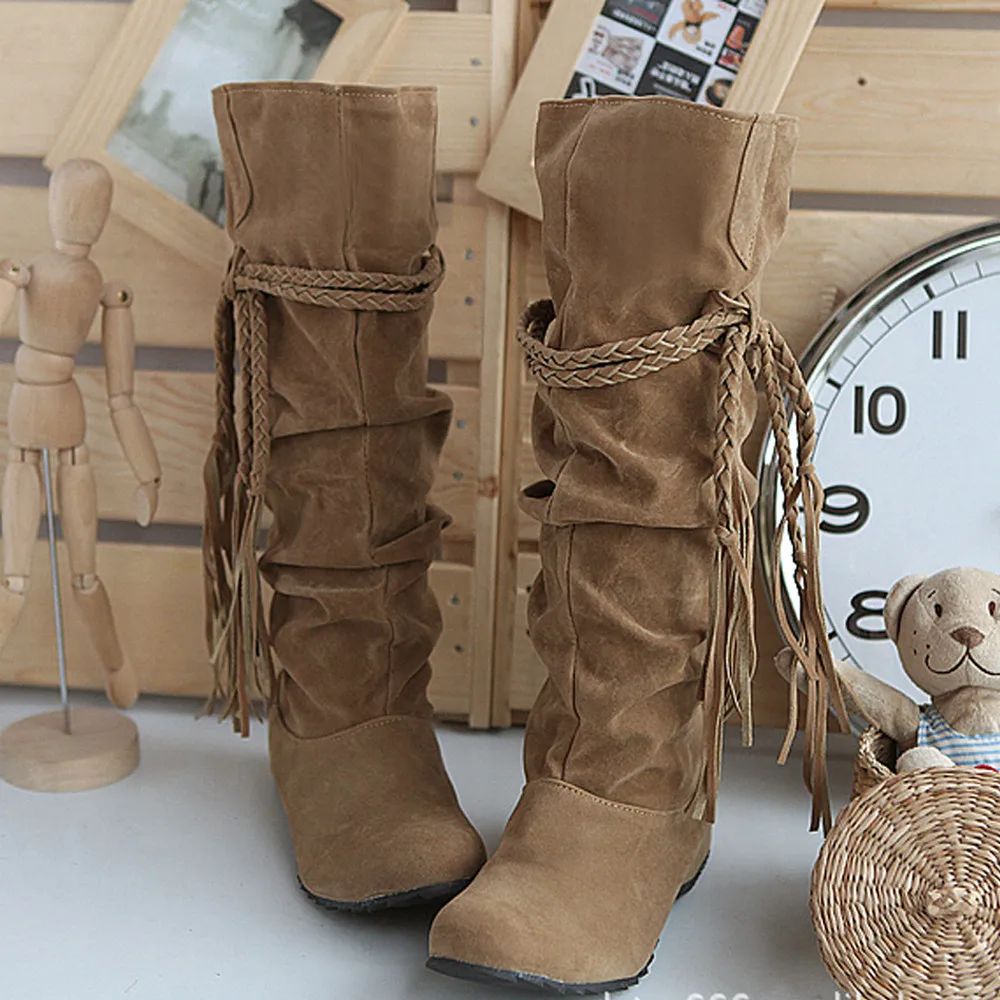 2019 г. женские ботинки зимние сапоги на танкетке увеличивающие рост платформе botas