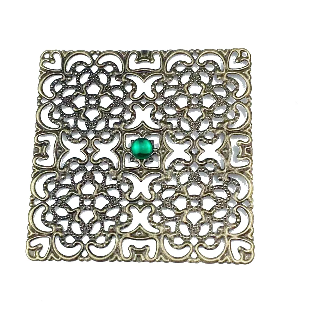 

5PCS 80mm Large hollow square Jewelry Filigree Flower Wraps Connectors For DIY Making Accessories