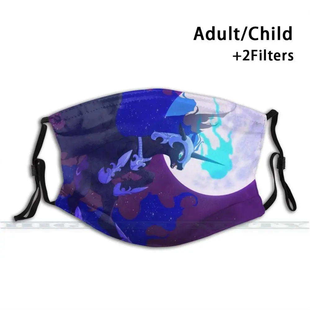 

Nightmare Moon Reusable Mouth Face Mask Anti Haze Dustproof Mask With Filters For Child Adult Nightmare Moon Mlp Mlp Fim Luna