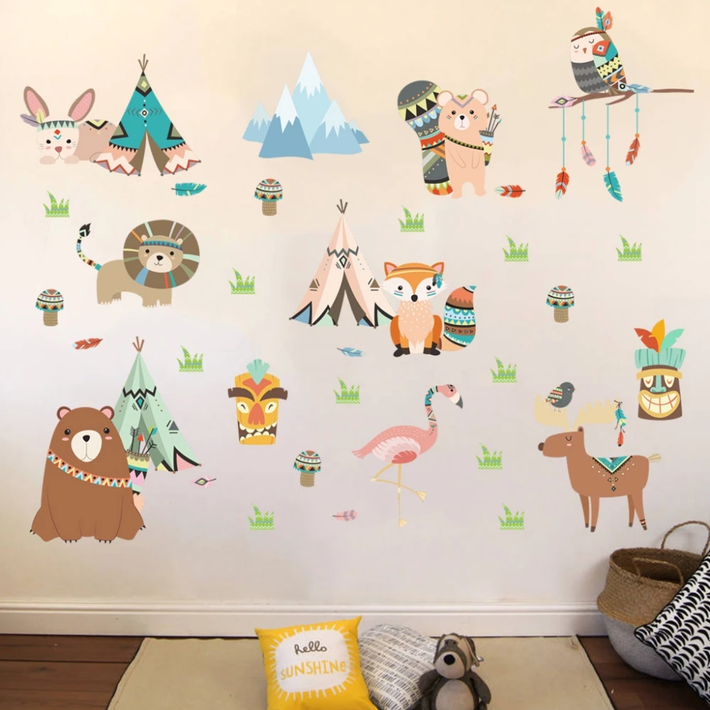 Мультфильм животных музыкальная лента Настенная Наклейка для детской комнаты