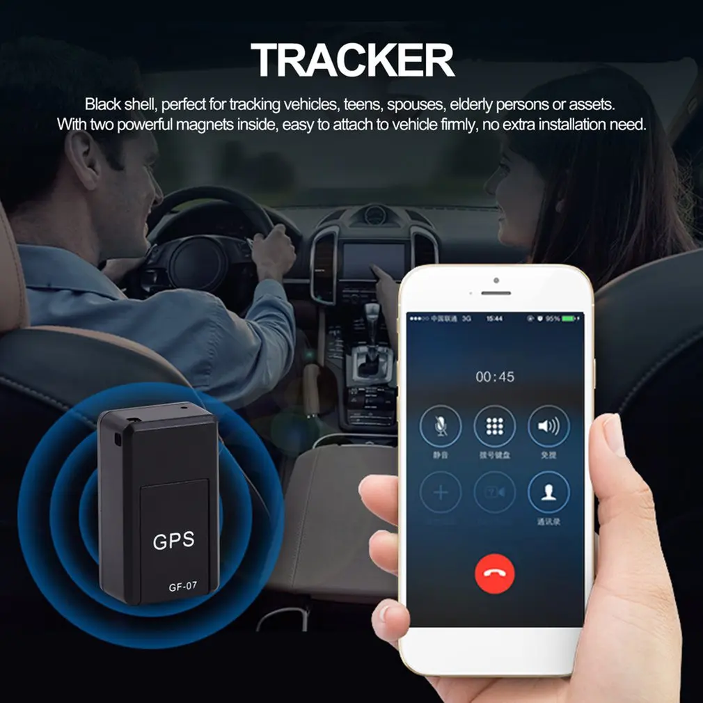 

GF07 Magnetic Mini Car Tracker GPS Real Time Tracking Locator Device Magnetic GPS Tracker Real-time Vehicle for Kids Pets No GPS