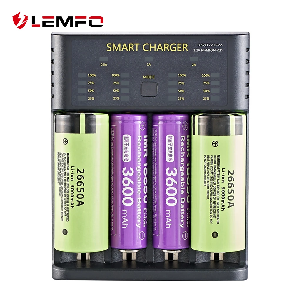 Зарядное устройство LEMFO для 18650 26650 21700 18350 AA AAA 3 7 V/3 6 V/1 2 V/литиевая NiMH