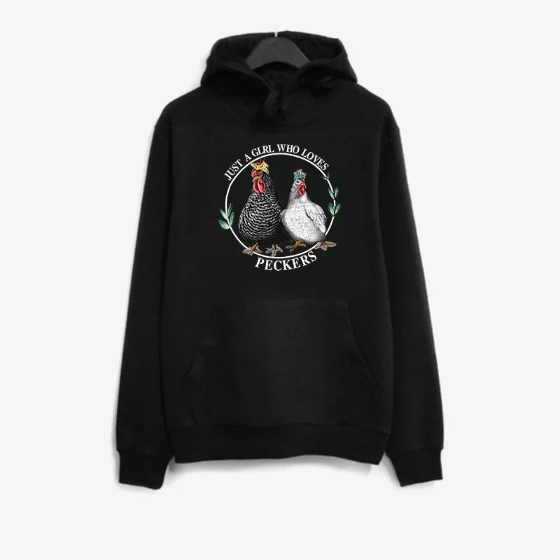 

A Girl Love Peckers Printed Hoodies Women Fleece Long Sleeve Loose Sweatshirt with Hat Girl Women Hoodie Pullovers Winter