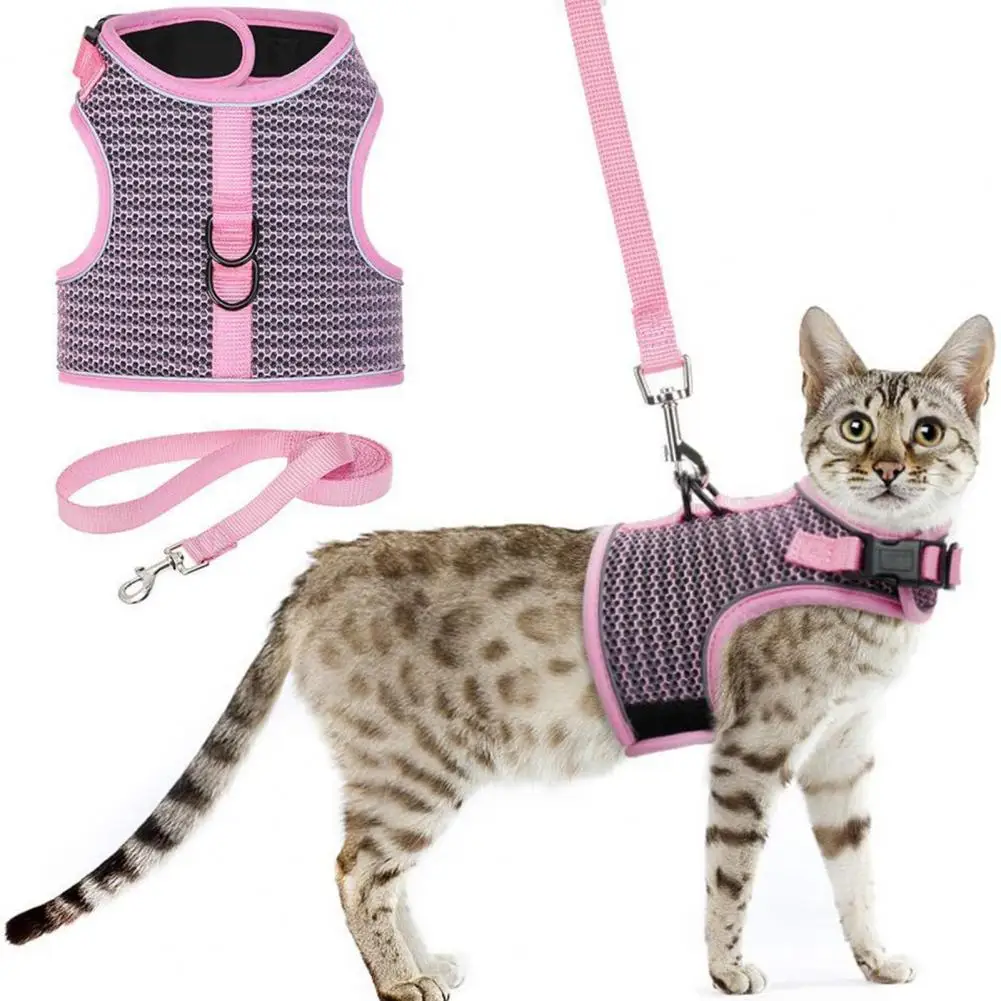 

Harness Leash Set Reflective Strips Anti-escape Breathable Cats Chest Strap Traction Rope Kit for Outdoor