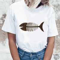 2021 fashion women harajuku funny fishbonecartoon printed t shirt soft female t shirt casual short sleeve womens t shirt