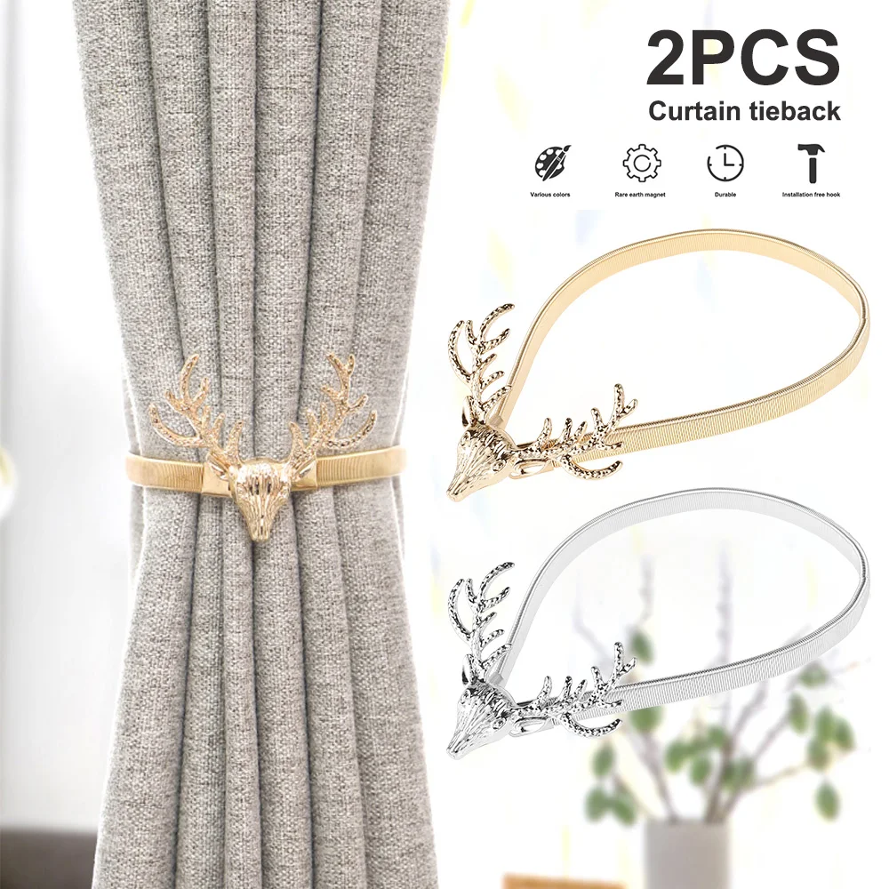 

2pcs Curtain Clip Clamps Adjustable Curtain Tiebacks Decorative Alloy Curtain Straps Window Curtain Holders Curtain Holdback