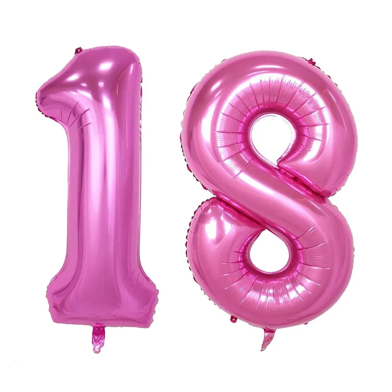 pink 18 balloon 32 дюймов 5 цветов воздушный шар баннер 18 21 30 40 50 60 день рождения украшение для взрослых день рождения письмо номер Фольга Воздушный шар Globos мяч - Цвет: pink 18 balloon