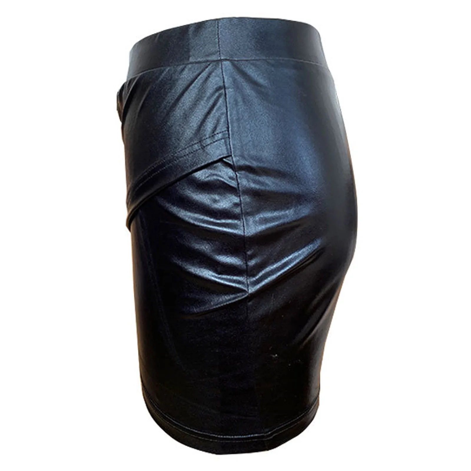 

Womail Womens Fashion Casual Sexy Solid Splicing Short Skirt High Waist Irregular Leather Mini A-Line Buttocks Skirt Mujer Falda