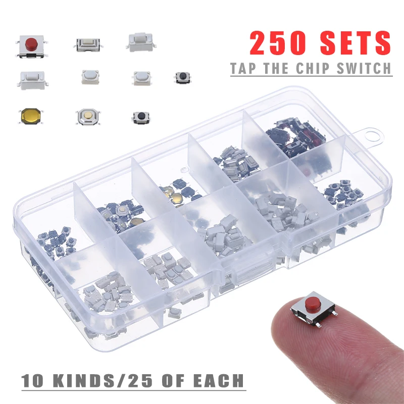 250 шт./кор. смешанный тактильный сенсорный кнопочный выключатель 10 типов Mayitr