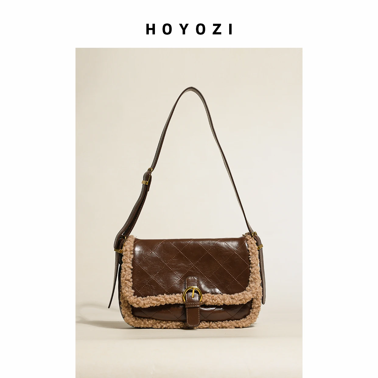 

2021 new ladies furry rhombus underarm bag messenger bag all-match shoulder bag