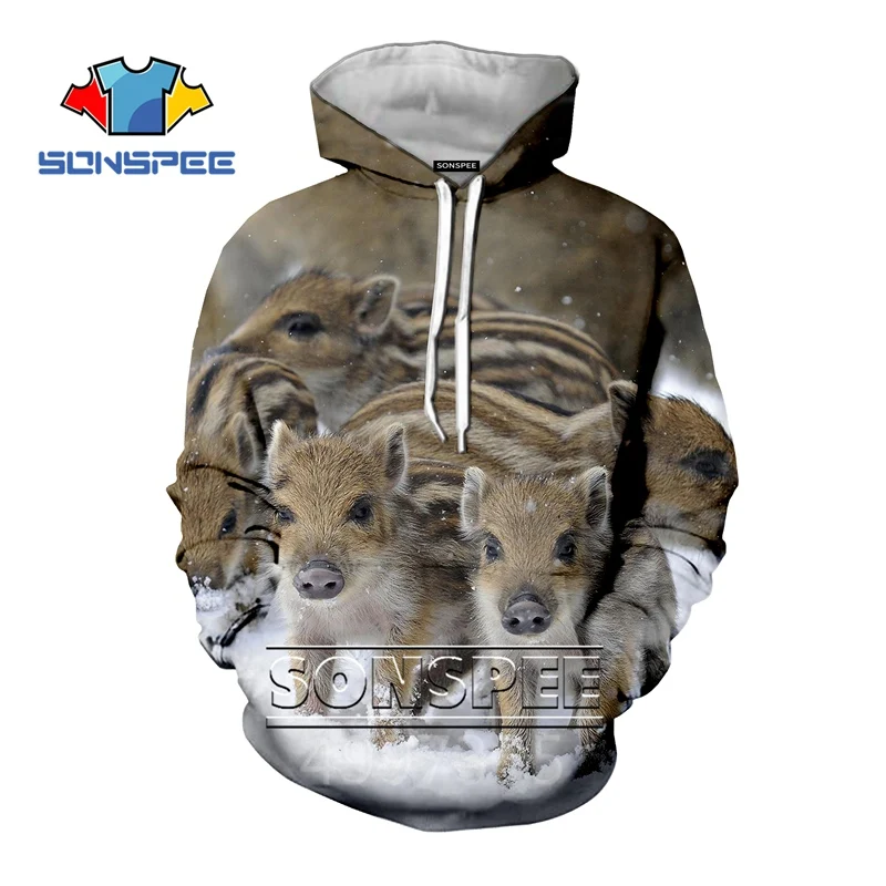 SONSPEE New Wild Boar Animal PIG 3D Print Sweatshirt Children Hoodies BOYS GIRLS teens Streetwear Hoodies Pullover kid top C130 - Цвет: 6