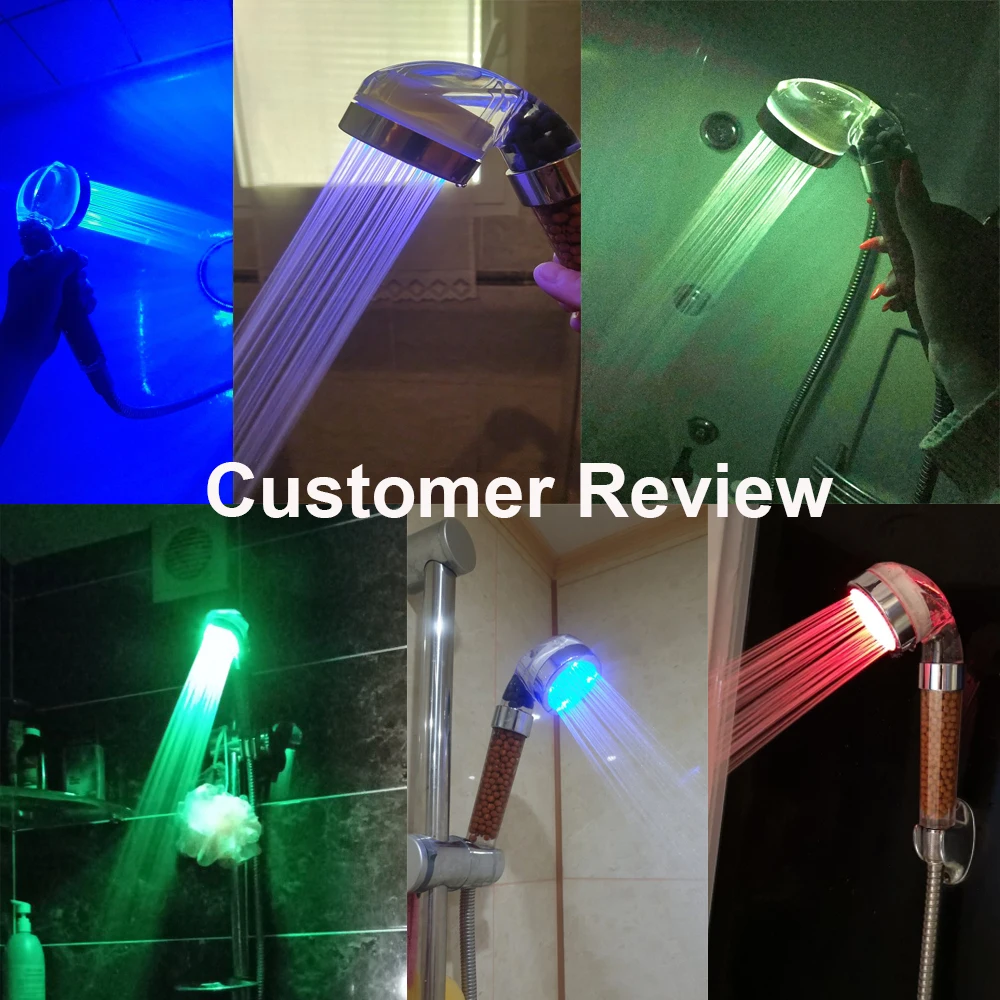 

Zloog Bathroom Colorful 7 Colors LED Shower Head Handheld High Pressure Led Light SPA Pressurized Anion Shower Head