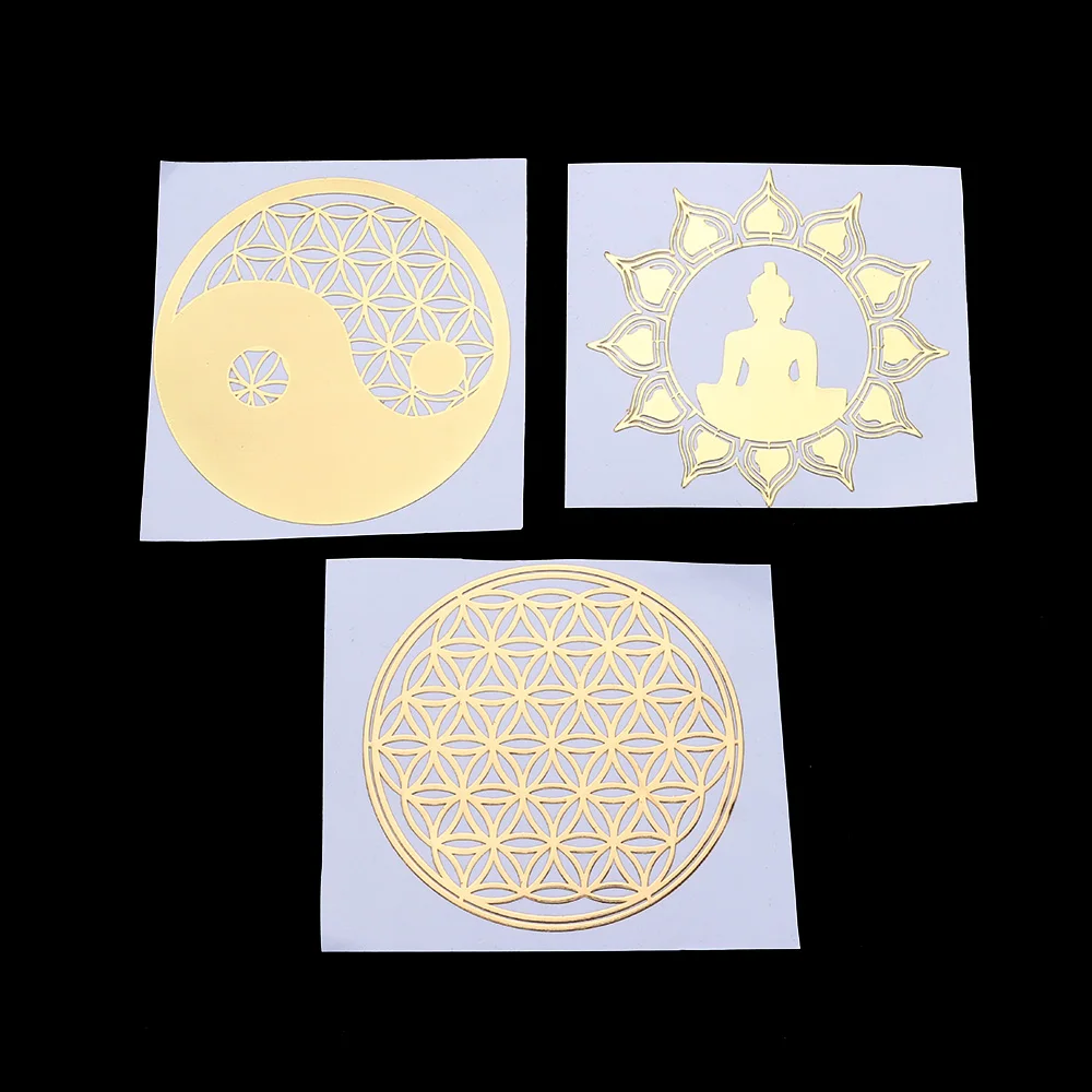 

DIY Sacred Geometric Metal Copper Sticker Tower Sticker Flower Life for Pyramid Resin Silicone Making Mould Craft Jewelry Tool