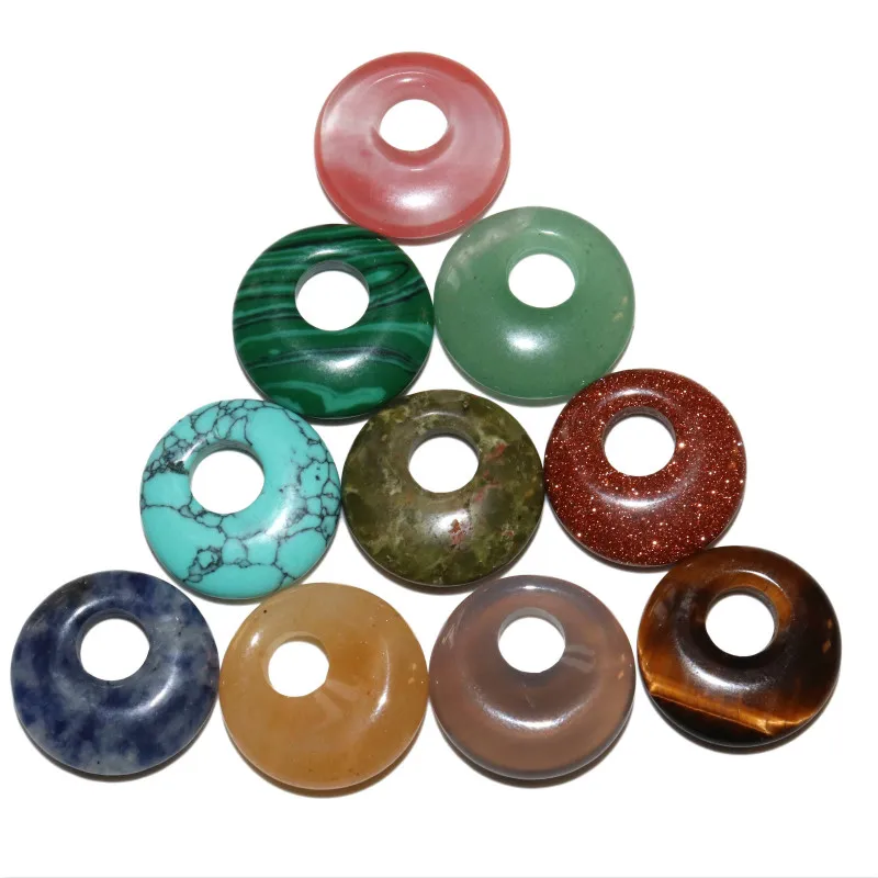 5 шт./лот 18 мм натуральные бирюзы Агаты нефрит хрустальный камень пончик