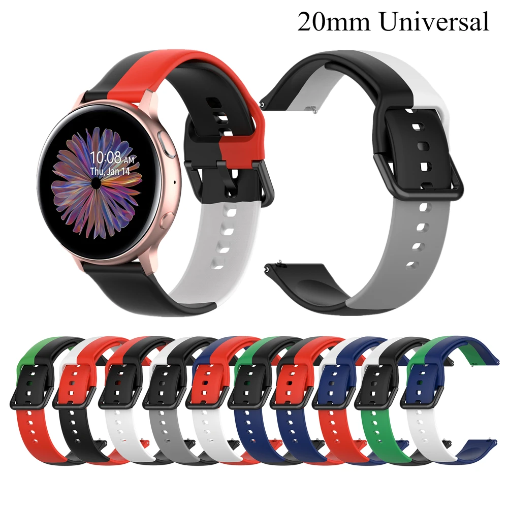 

Силиконовый ремешок 20 мм для Samsung Galaxy Watch 42 мм Gear Sport для Amazfit Bip GTS Huawei GT2 42 мм Honor ES Vivoactive 3