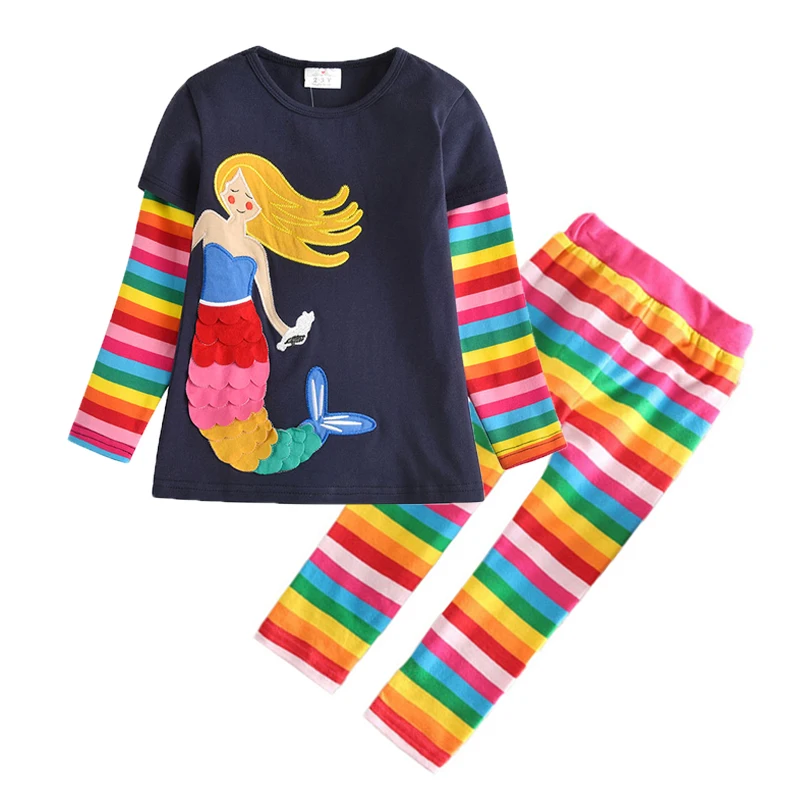 Комплект одежды для девочек DXTON 2020 радужная футболка с леггинсами Топ длинным