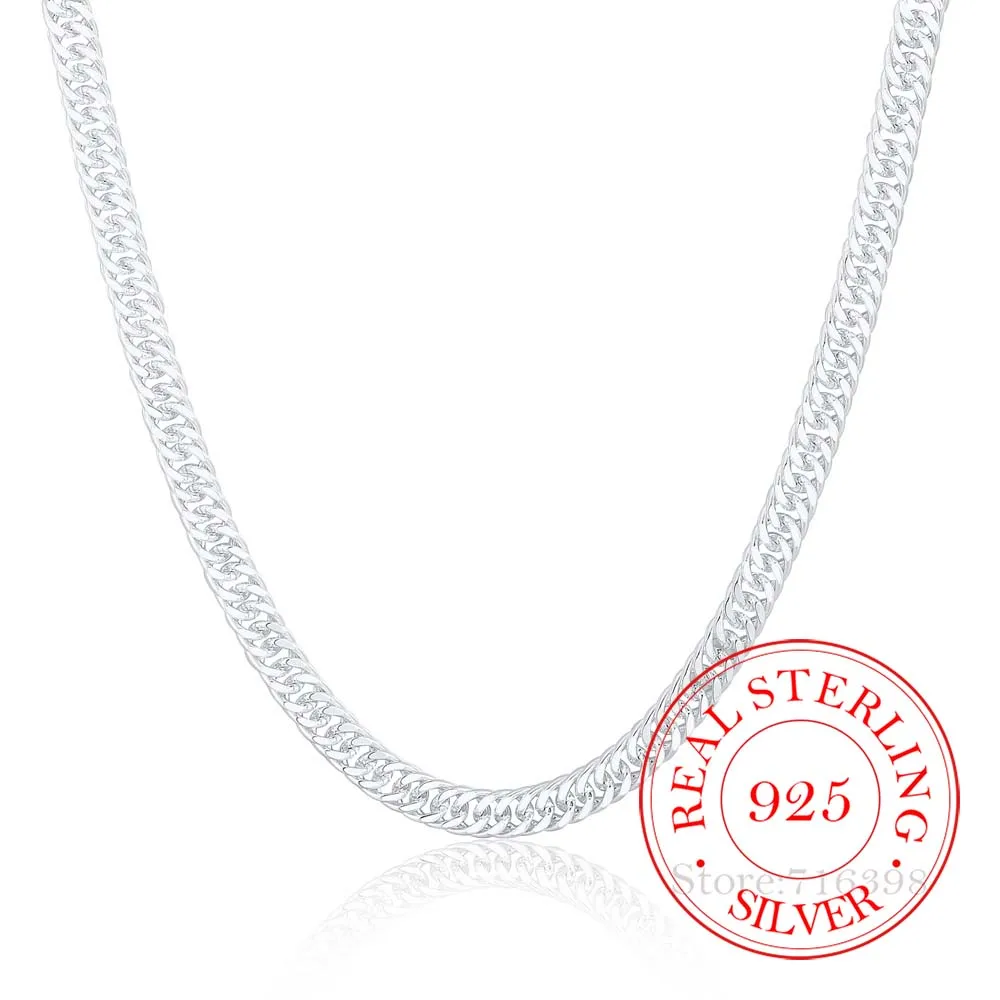 

Оригинальное ожерелье из стерлингового серебра 925 пробы для мужчин и женщин, цепочки 100% для мальчиков с боковым швом 10 мм 20 дюймов, Изящные Ю...