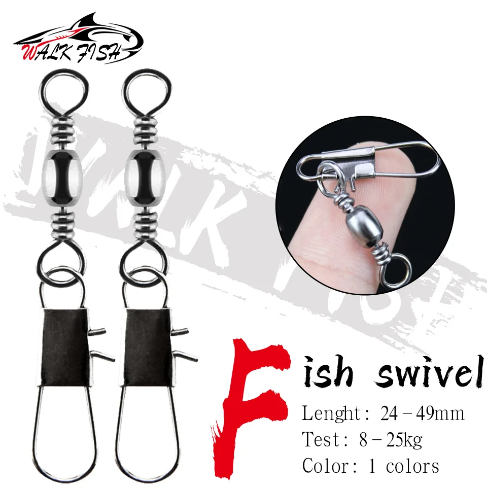 

WALK FISH 50 шт./лот рыболовный соединитель, штифт, подшипник качения, вертлюг из нержавеющей стали с защелкой, рыболовный крючок, снасти, аксессуары