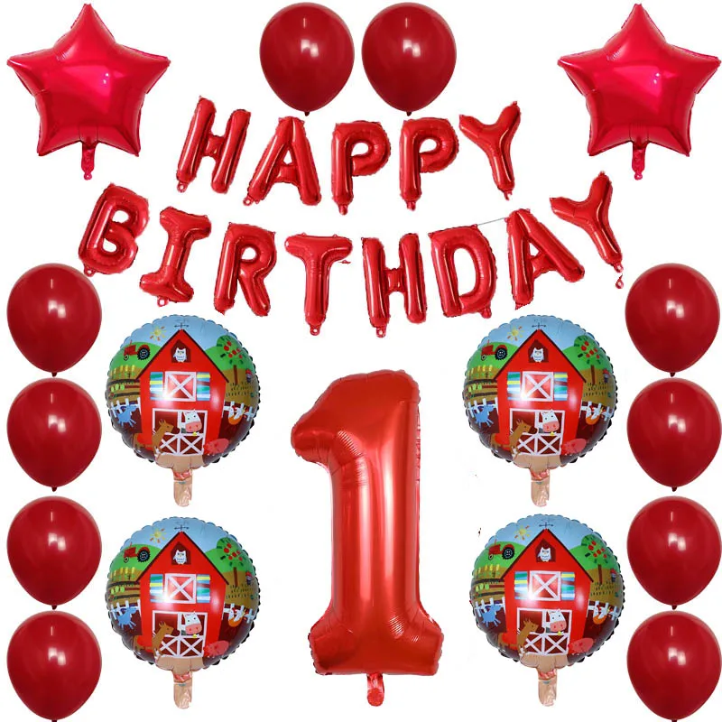 

30Pcs/Lot Cartoon Farm Paradise Party Foil Helium Balloon Party Supplies Decoration Pasture Number Letter Balloons Kids Toys