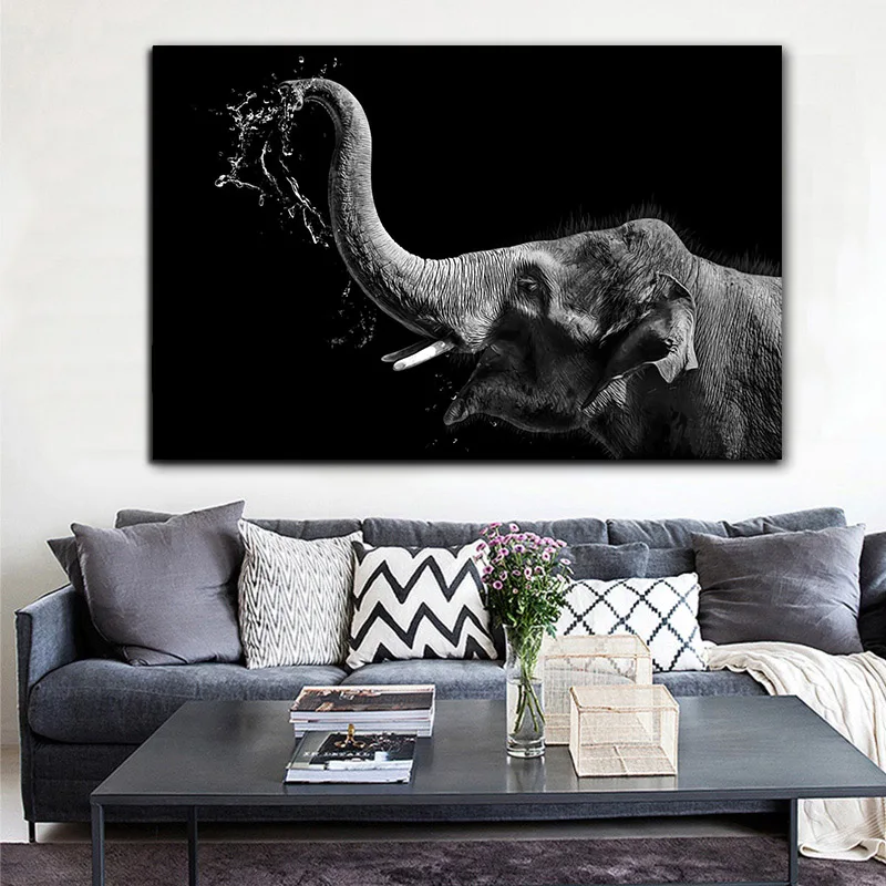 Картина на холсте животное настенное искусство слон постеры и принты воды