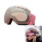 Женские розовые лыжные очки, двухслойные линзы, незапотевающие очки для сноуборда, мужские спортивные лыжные очки, большие ветрозащитные УФ-очки для снега