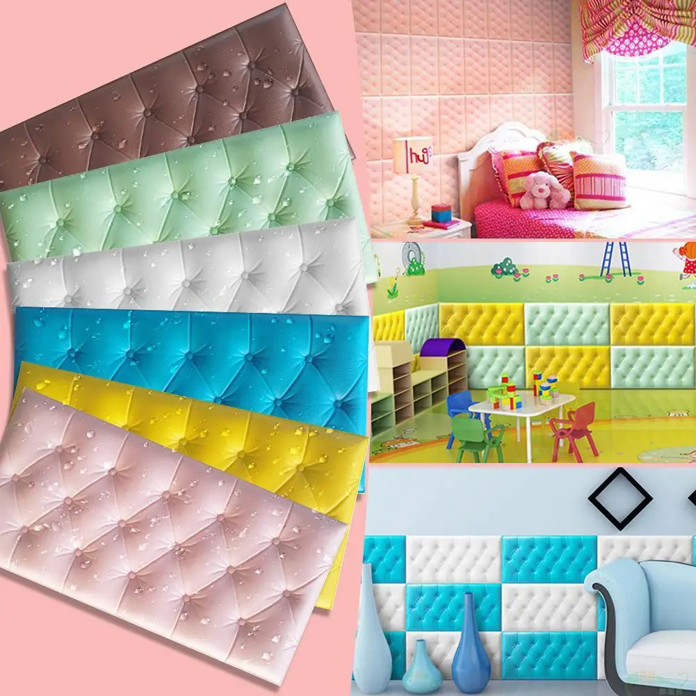 

[Clearance]3D Wall Stickers Self Adhesive Foam Thicken DIY Brick Wallpaper Anti-collision Waterproof Wallpaper For Kids Room