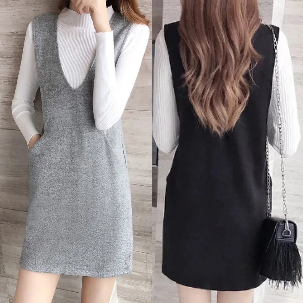 Новинка женский зимний джемпер с длинным рукавом вязанное платье женская мода