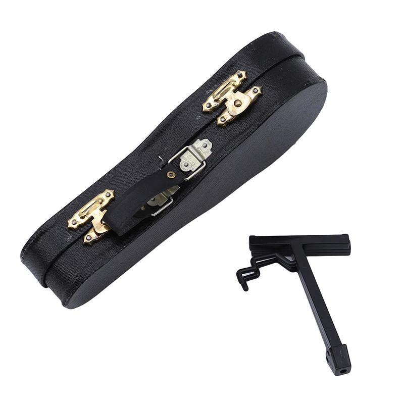 

2021 Handmade Miniature Dollhouse Wooden Mini Guitar Model With Box For Action Figures Hot Toys Dolls Accessories